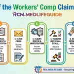 Step-by-step visual representation of the workers' comp claims process, highlighting 7 key stages for effective claims management.