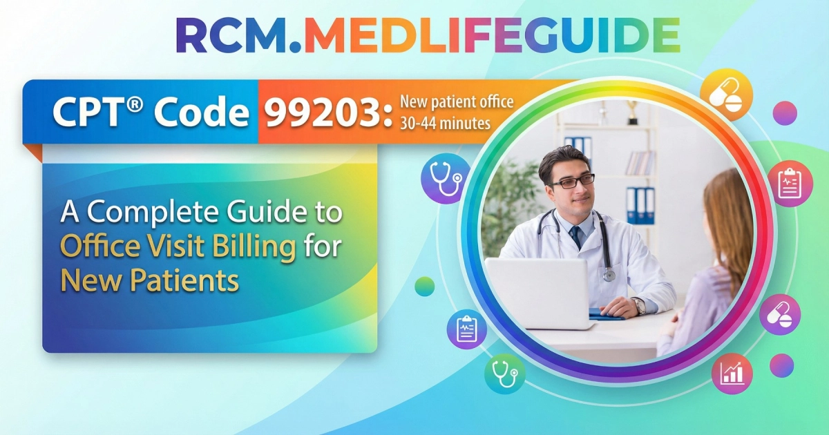 RCM Life Guide for CPT Code 99023, detailing office billing procedures for new patients.