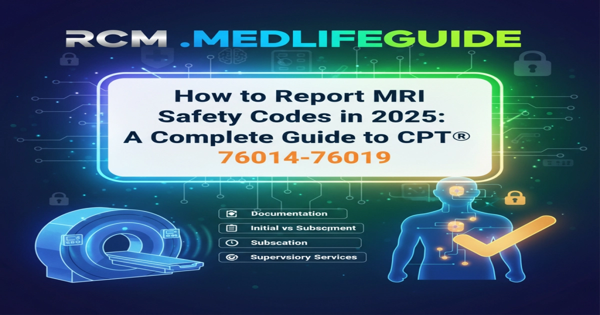 Guide on reporting MRI safety codes from 2025, focusing on CPT procedures and regulations.