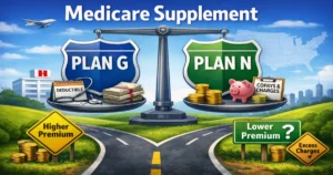 Comparison chart of Medicare Supplement Plan G and Plan N, highlighting coverage differences and costs.
