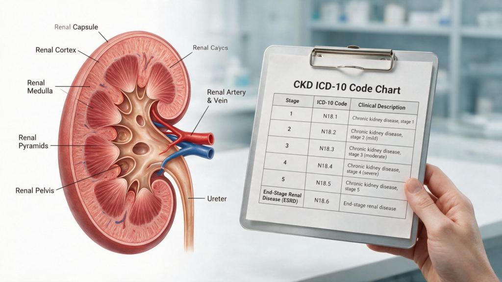 CKD ICD-10 Codes: N18.1–N18.6 Stages, N18.9 & ESRD (2026 Guide)